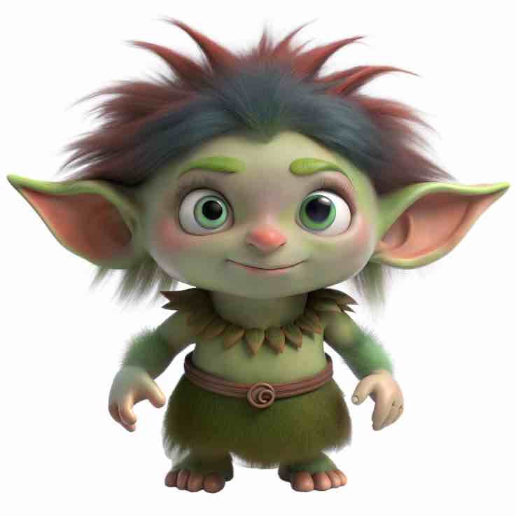 little troll girl 3d on a transparent background